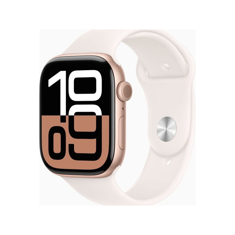 Apple Watch 10 46mm Aluminium Rose Gold avec Light Blush Sport Band S/M MWWT3